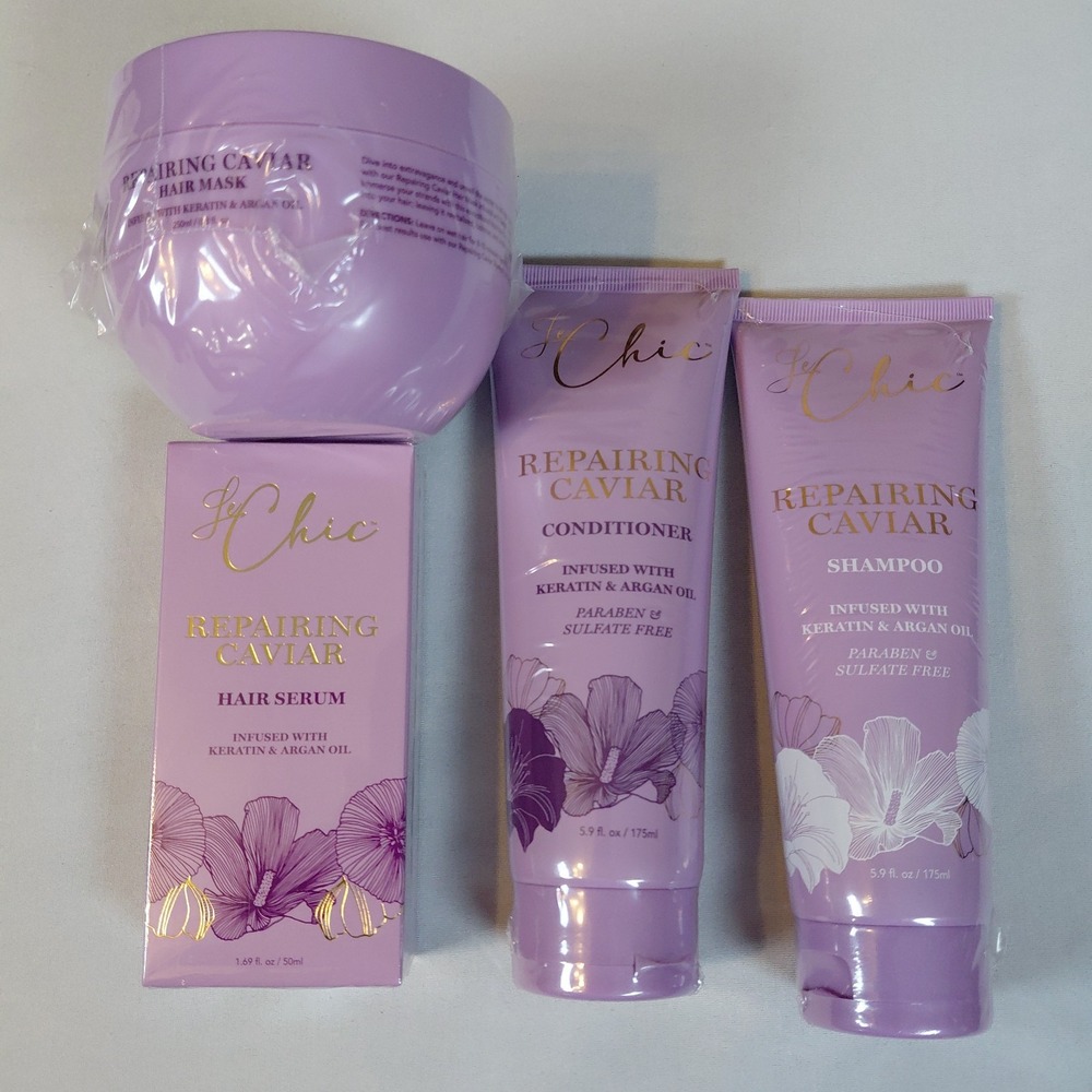 Le Chic Bundle Repairing Caviar Hair Mask Shampoo Conditioner & Serum Lot Sealed